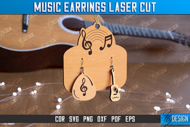 Music Earrings | Accessories Design | Gift for Musician | Creative Earrings | CNC File SVG Fly Design 