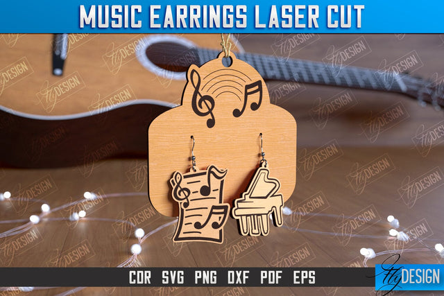 Music Earrings | Accessories Design | Gift for Musician | Creative Earrings | CNC File SVG Fly Design 