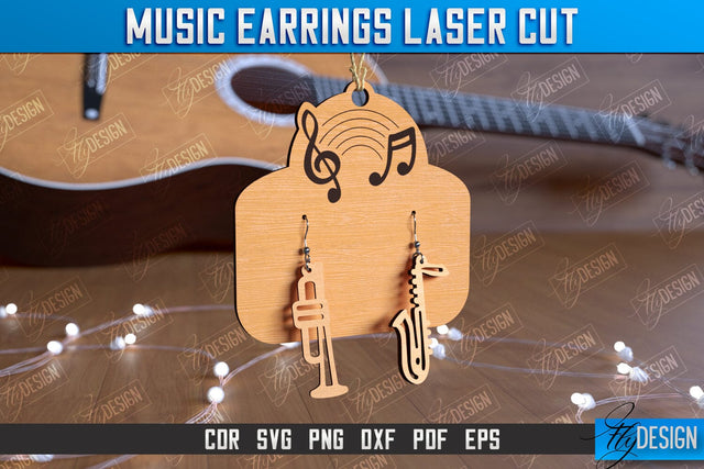 Music Earrings | Accessories Design | Gift for Musician | Creative Earrings | CNC File SVG Fly Design 