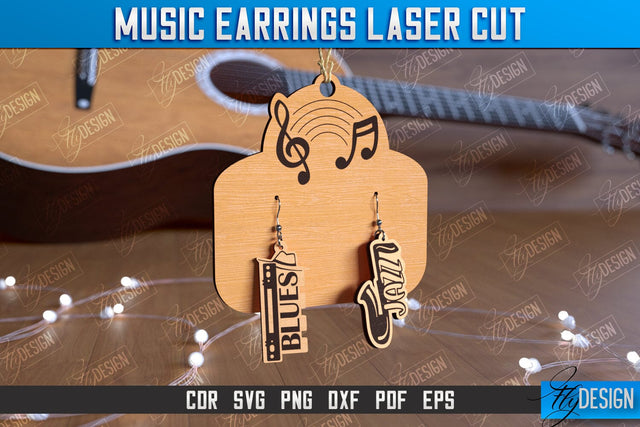 Music Earrings | Accessories Design | Gift for Musician | Creative Earrings | CNC File SVG Fly Design 