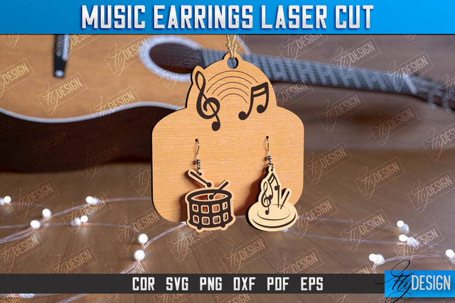 Music Earrings | Accessories Design | Gift for Musician | Creative Earrings | CNC File SVG Fly Design 