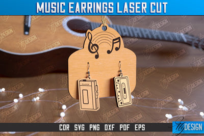 Music Earrings | Accessories Design | Gift for Musician | Creative Earrings | CNC File SVG Fly Design 