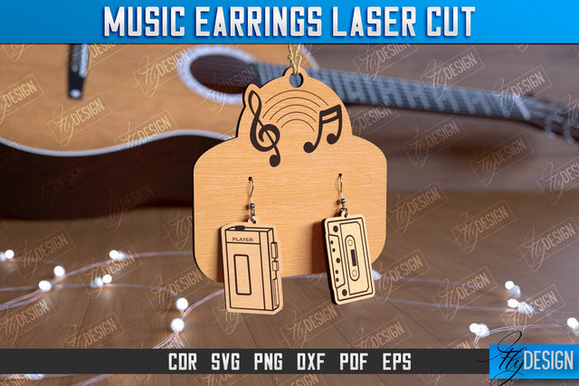 Music Earrings | Accessories Design | Gift for Musician | Creative Earrings | CNC File SVG Fly Design 