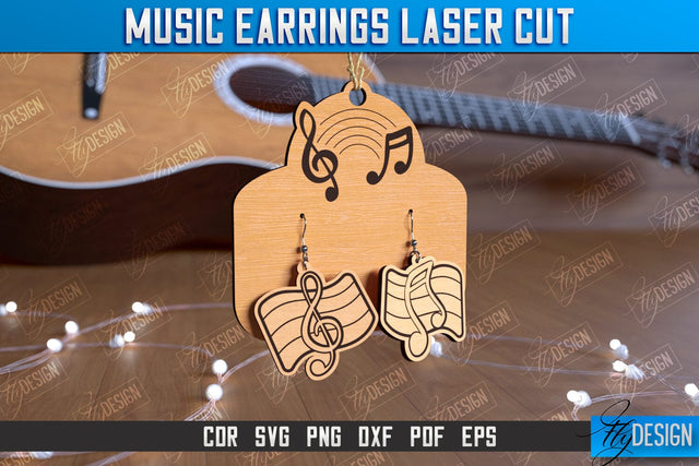 Music Earrings | Accessories Design | Gift for Musician | Creative Earrings | CNC File SVG Fly Design 
