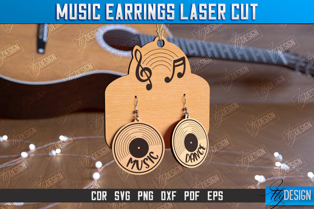 Music Earrings | Accessories Design | Gift for Musician | Creative Earrings | CNC File SVG Fly Design 