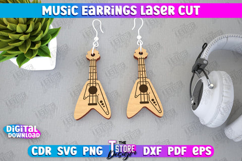 Music Earrings Bundle | Accessories Design | Gift for Musician | Creative Earrings | CNC Files SVG The T Store Design 