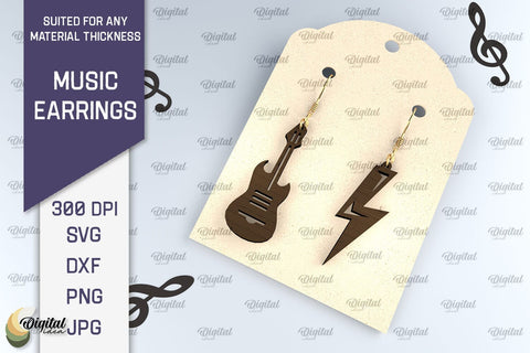 Music Earrings Laser Cut Bundle. Wooden Music Earrings SVG SVG Evgenyia Guschina 