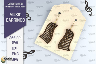 Music Earrings Laser Cut Design. Wooden Music Earrings SVG SVG Evgenyia Guschina 