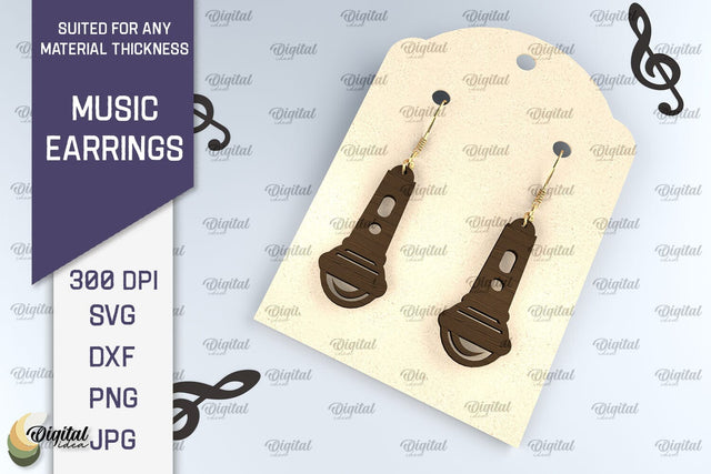 Music Earrings Laser Cut Design. Wooden Music Earrings SVG SVG Evgenyia Guschina 