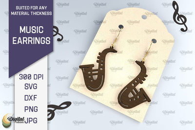 Music Earrings Laser Cut Design. Wooden Music Earrings SVG SVG Evgenyia Guschina 