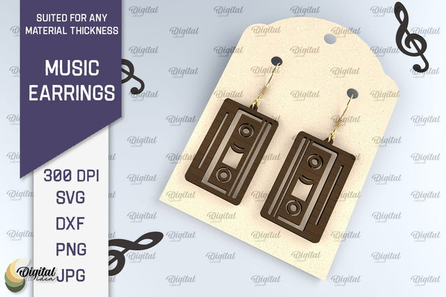 Music Earrings Laser Cut Design. Wooden Music Earrings SVG SVG Evgenyia Guschina 