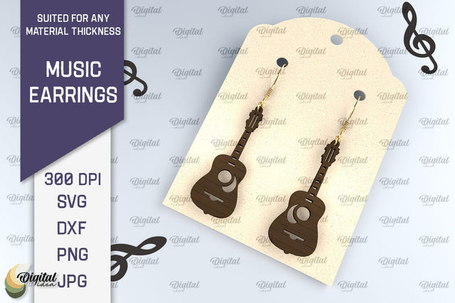 Music Earrings Laser Cut Design. Wooden Music Earrings SVG SVG Evgenyia Guschina 