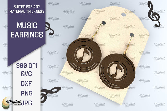 Music Earrings Laser Cut Design. Wooden Music Earrings SVG SVG Evgenyia Guschina 