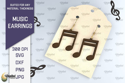 Music Earrings Laser Cut Design. Wooden Music Earrings SVG SVG Evgenyia Guschina 