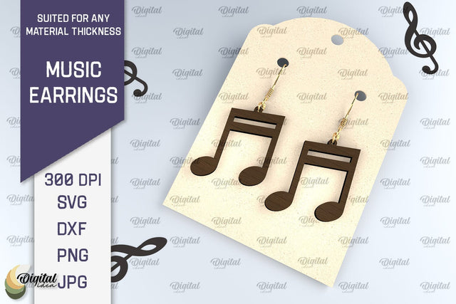 Music Earrings Laser Cut Design. Wooden Music Earrings SVG SVG Evgenyia Guschina 