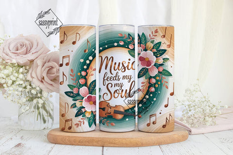 Music Feeds My Soul 20oz Tumbler Sublimation sassyprint 