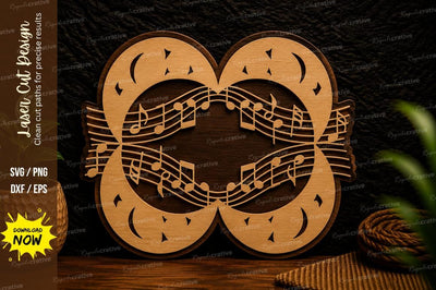 Music Heart Frame Laser Cut Svg Design SVG Regulrcrative 
