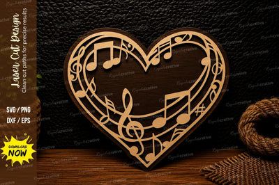 Music Heart Laser Cut SVG Design SVG Regulrcrative 