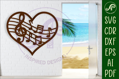 Music heart wall sign, SVG file. SVG APInspireddesigns 