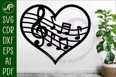 Music heart wall sign, SVG file. SVG APInspireddesigns 