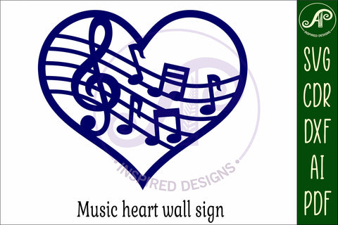 Music heart wall sign, SVG file. SVG APInspireddesigns 