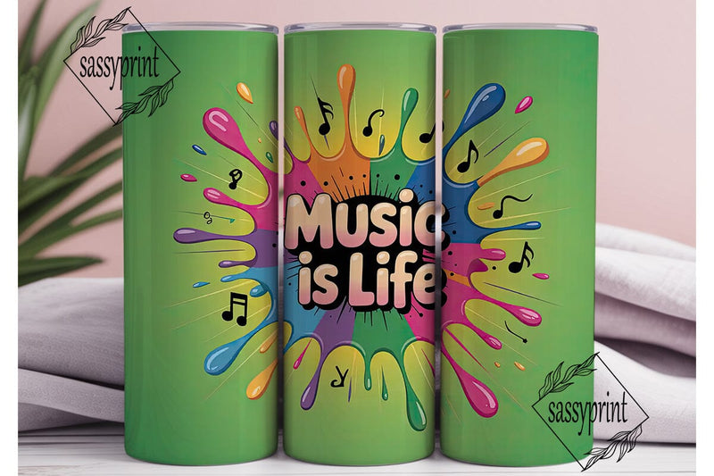 Music Is Life 20oz Tumbler Wrap Sublimation sassyprint 