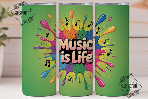 Music Is Life 20oz Tumbler Wrap Sublimation sassyprint 