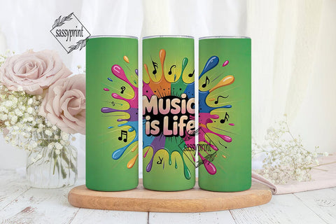 Music Is Life 20oz Tumbler Wrap Sublimation sassyprint 