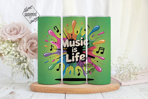 Music Is Life 20oz Tumbler Wrap Sublimation sassyprint 