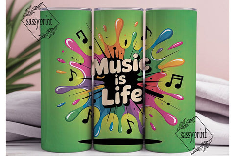 Music Is Life 20oz Tumbler Wrap Sublimation sassyprint 