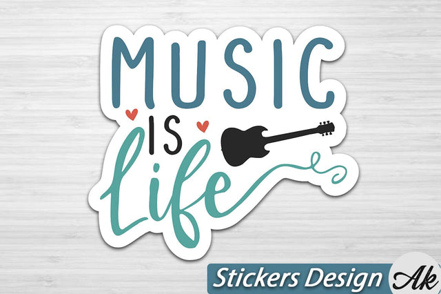 Music is life Stickers Design SVG akazaddesign 
