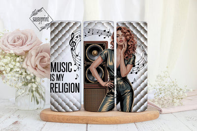 Music Is My Religion Tumbler Wrap Sublimation sassyprint 