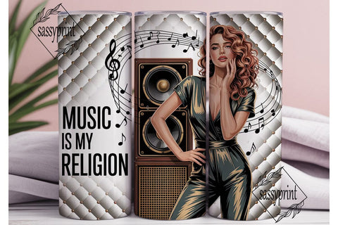 Music Is My Religion Tumbler Wrap Sublimation sassyprint 