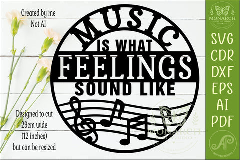 Music Is What Feelings Sound Like SVG, Music Lover Wall Art SVG APInspireddesigns 