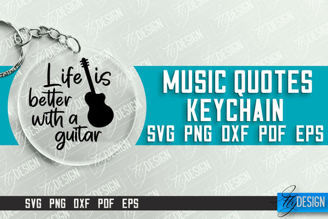 Music Keychain Design | Round Keychain Designs | Quotes SVG File SVG Fly Design 