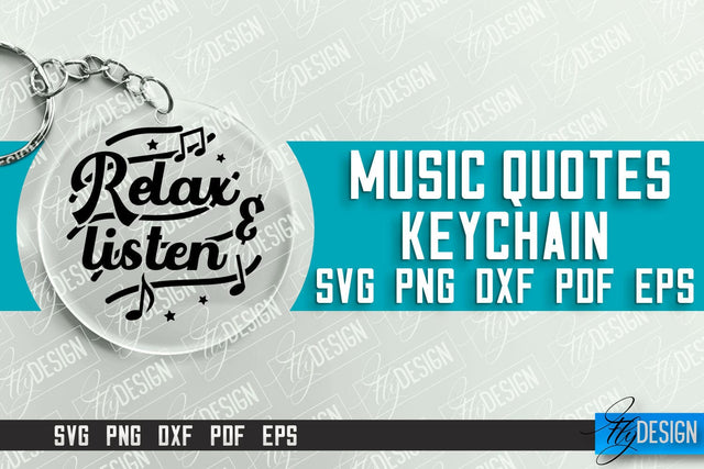 Music Keychain Design | Round Keychain Designs | Quotes SVG File SVG Fly Design 