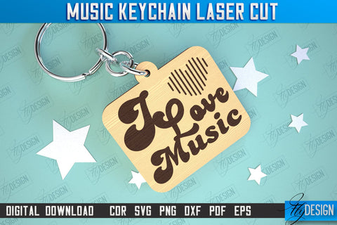 Music Keychain Laser Cut Bundle | Keychain Inscriptions | Gift for Musician | CNC File SVG Fly Design 