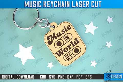 Music Keychain Laser Cut Bundle | Keychain Inscriptions | Gift for Musician | CNC File SVG Fly Design 