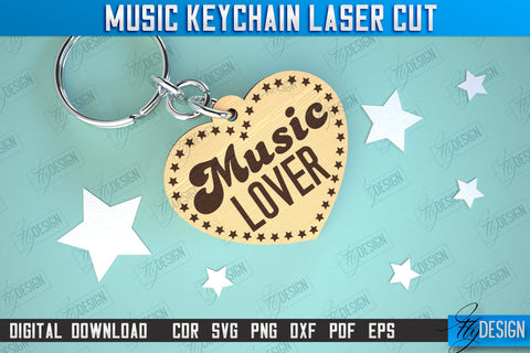 Music Keychain Laser Cut Bundle | Keychain Inscriptions | Gift for Musician | CNC File SVG Fly Design 