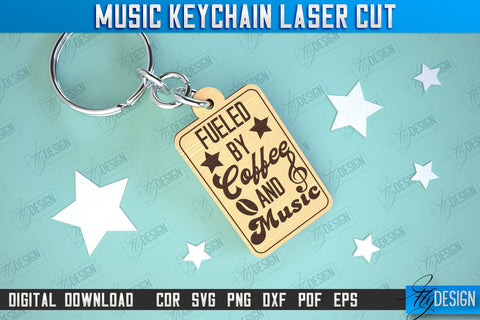 Music Keychain Laser Cut Bundle | Keychain Inscriptions | Gift for Musician | CNC File SVG Fly Design 