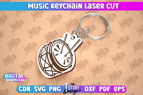 Music Keychain Laser Cut Bundle | Keychain Inscriptions | Gift for Musician | CNC File SVG The T Store Design 