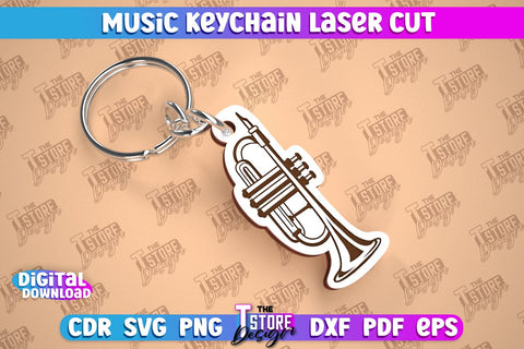 Music Keychain Laser Cut Bundle | Keychain Inscriptions | Gift for Musician | CNC File SVG The T Store Design 