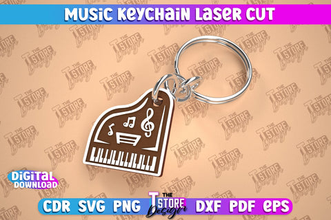 Music Keychain Laser Cut Bundle | Keychain Inscriptions | Gift for Musician | CNC File SVG The T Store Design 