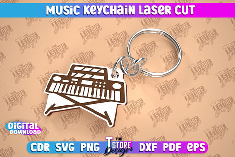 Music Keychain Laser Cut Bundle | Keychain Inscriptions | Gift for Musician | CNC File SVG The T Store Design 