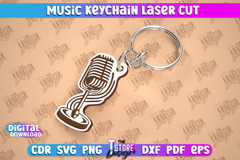 Music Keychain Laser Cut Bundle | Keychain Inscriptions | Gift for Musician | CNC File SVG The T Store Design 