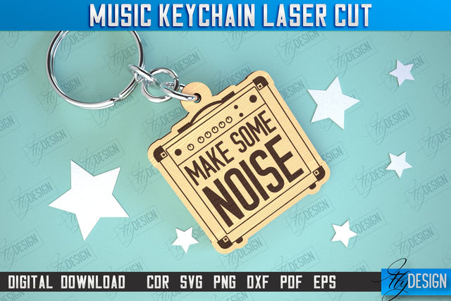 Music Keychain Laser Cut | Keychain Inscriptions | Gift for Musician | CNC File SVG Fly Design 
