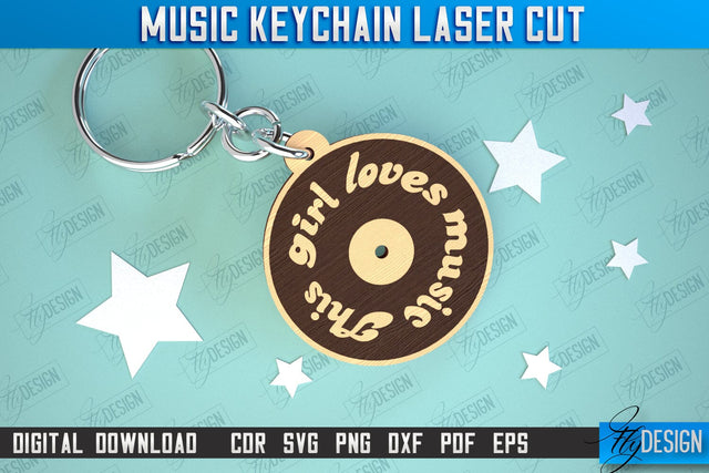 Music Keychain Laser Cut | Keychain Inscriptions | Gift for Musician | CNC File SVG Fly Design 