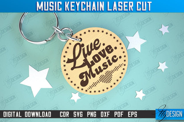 Music Keychain Laser Cut | Keychain Inscriptions | Gift for Musician | CNC File SVG Fly Design 