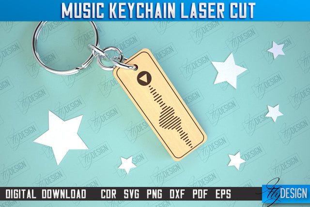Music Keychain Laser Cut | Keychain Inscriptions | Gift for Musician | CNC File SVG Fly Design 