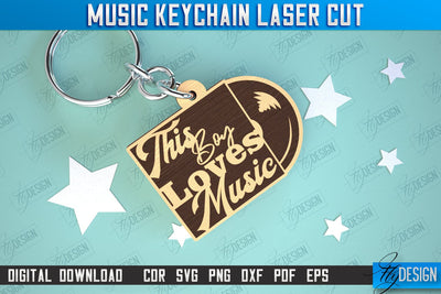 Music Keychain Laser Cut | Keychain Inscriptions | Gift for Musician | CNC File SVG Fly Design 